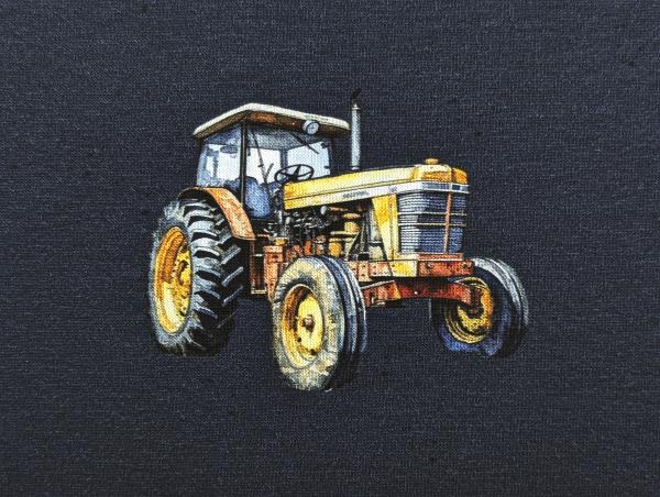 Eigenproduktion Baumwolljersey Traktoren auf Nachtblau